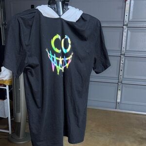 Black T-Shirt with Colorful Smiley Face